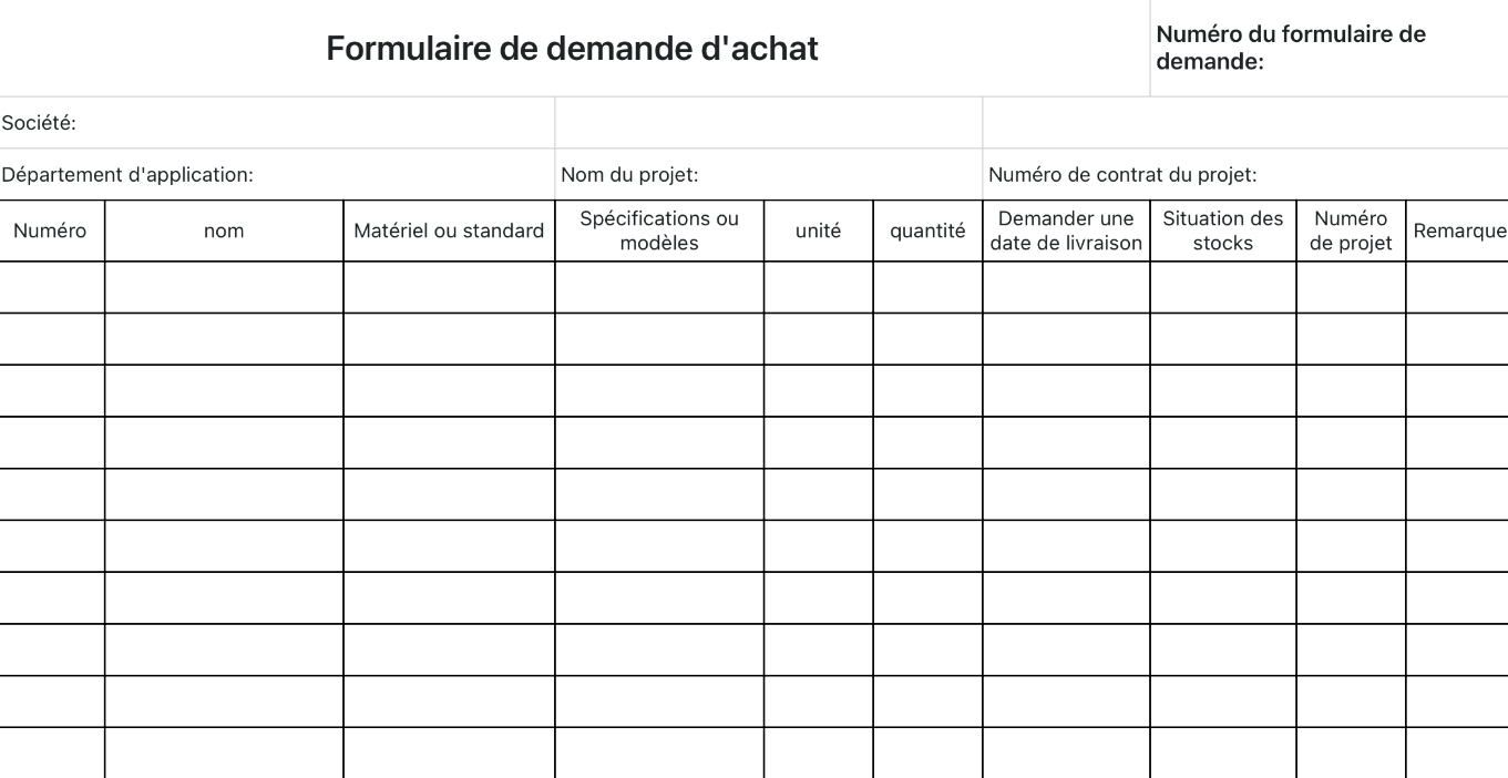 Formulaire de demande d'achat 2